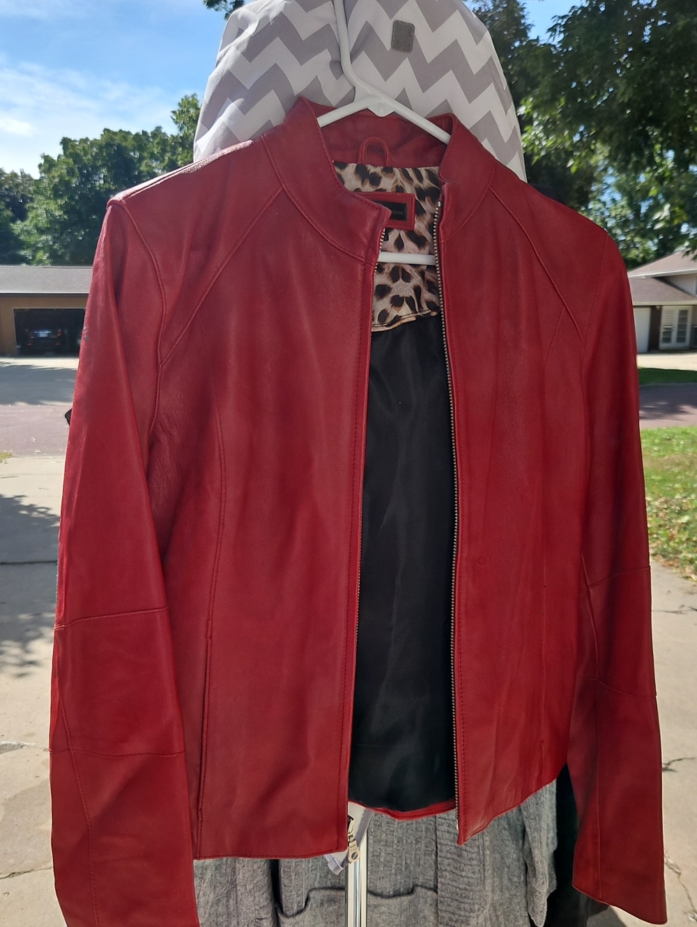 Wilsons Leather Red Zip-Front Leather Jacket